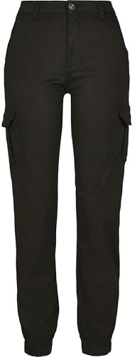 Urban Classics Damen Ladies High Waist Cargo Pants Hose, Schwarz (Black 00007), W(Herstellergröße: 27)
