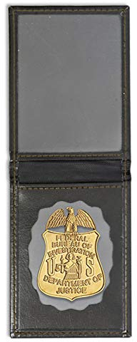 Cartera + Placa FBI - Federal Boreau of Investigation | Cartera de Polipiel identificativa con Chapa/Insignia para decoración, coleccionismo y atrezzo