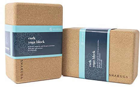 SNAKUGA Cork Yoga Block 2 Pack for Pilates, 9x6x4 Non-Slip & High Density Blocks for Meditation, Fitness and Stretching, Supportive and Flexibility Brick for Improve Poses Balance