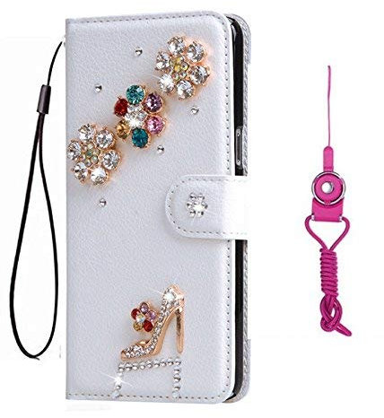 For iPhone SE 2020 Case, iPhone 7 8 Case, Case ,Bling Leather Wallet Flip Protective Phone case & Neck Strap [Kickstand] [Magnetic Closure] for iPhone 7 / iPhone 8 / iPhone SE 2020 (Colored Flowers)