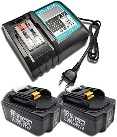 FengWings® 2X BL1850B Batteries 5,0Ah, Compatible avec Batterie 18v 5ah avec 18V Chargeur DC18RC, Remplacer pour BMR100 BMR102 DMR102 DMR105 DMR110 BMR104 BMR103 DMR104 DMR105