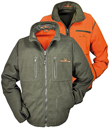 .com Hubertus® Wende-Fleecejacke Helsinki Warn-Wendefleecejacke, oliv/orange (Oliv (Grün), numeric_64)