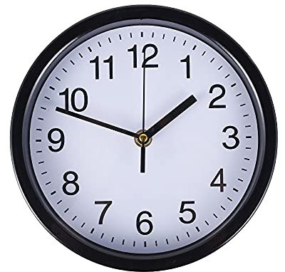 8 Inch Round Big Numbers Modern Quartz Silent Battery Operated Wall Clock for Living Room, Bedroom, Kitchen, Office, School (Black)