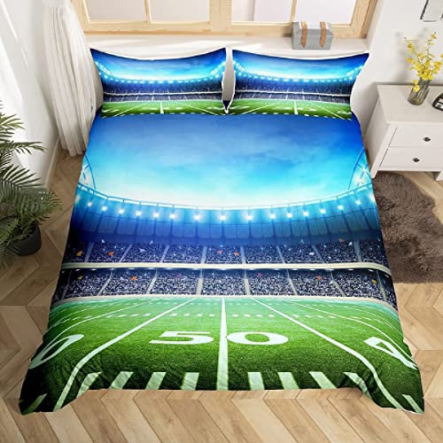 igyhuij Bettwäsche 220x240 Fußballplatz-Match-Rufe 3D Winter Weich Kuschelige Mikrofaser Bettwaren 1 x Bettbezug mit 2 x Kissenbezug 80x80 cm mit Reißveschluss