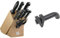 ZWILLING Twin Gourmet Messerblock, 9-teilig, Holzblock & Twinsharp Messerschärfer für Grob- und Feinschliff, Mit voreingestelltem Schleifwinkel, Schwarz [Made in Germany]