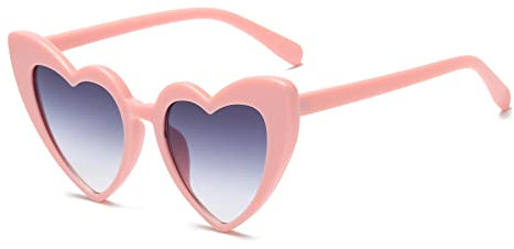 YAMEIZE Vintage Love Heart Sonnenbrille für Damen UV400 Schutzbrille Outdoor (Pink Blau)