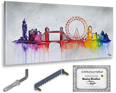 Monica Mirafiori I 100% HANDGEMALT I Gemälde London I 140x70cm | Gemälde Handgemalt | Acrylgemälde | Sehr Großes Acrylbild I Moderne Kunst I Kunstbilder