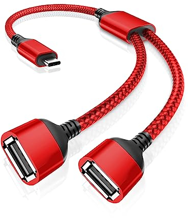 Cavo Y Splitter USB C OTG 0.3M,Adattatore Prolunga 1 Tipo C Maschio a 2 Dual Type A Femmina,Sdoppiatore Hub Doppia Multipresa Porta Thunderbolt 3 per MacBook Pro,iPad Air 5,Samsung Galaxy S23 S22 S21