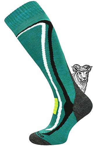 TODO 2 Paar Warme 50% Merino Skisocken Herren und Skisocken Damen Thermoaktiv, Atmungsaktiv Ski Socken und Ski Sturmhaube (1xTurkis, 43-46)