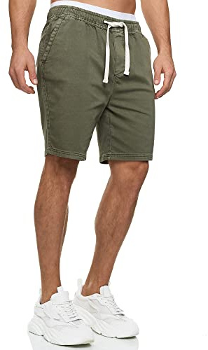 Indicode Herren Kendari Chino Shorts aus 80% Baumwolle | Herrenshorts Chinoshorts Bermuda Army, XXL