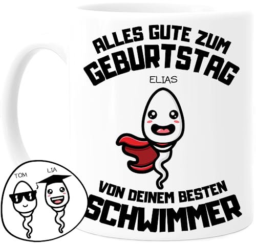 Tassenliebling® Papa Tasse personalisiert mit 1-4 Kindern - Papas bester Schwimmer - Geburtstag Vatertagsgeschenk - Werdender Papa Geschenk lustig zum Vatertag mit Baby, Tochter, Sohn