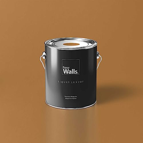 New Walls Premium Wandfarbe Orange, Hellbraun Liquid Luxury Dispersionsfarbe für Innenräume – 5 L