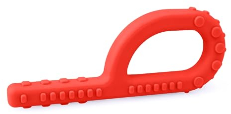 ARK® Grabber Standard in glatt oder texturiert mit einfacher Handhabung für Kinder durch Schlaufenform inkl. ATC Pflegeanleitung - Kiefermotorik, Beißblock, Kauen, Zahnen (texturiert, weich - rot)