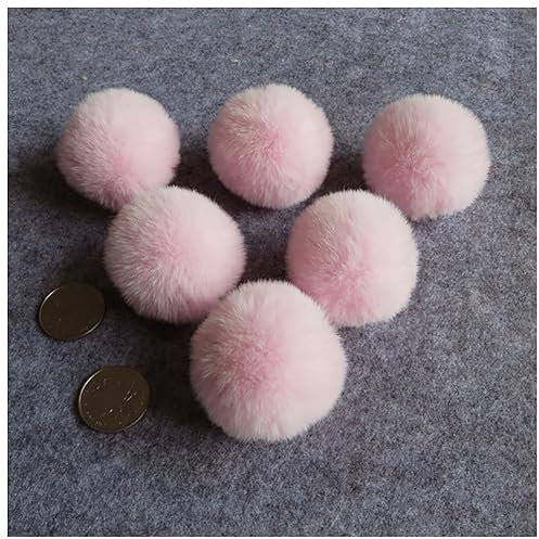 Egurs Kunstfell Pompon 4cm Kunstfell Bommel Kaninchenfell Fellbommel Bunt Plüsch Bälle Bommeln Faux für DIY Mützen Taschen Schals Schuhe Schlüsselanhänger Autoanhänger Basteln Hellrosa 10 Stück