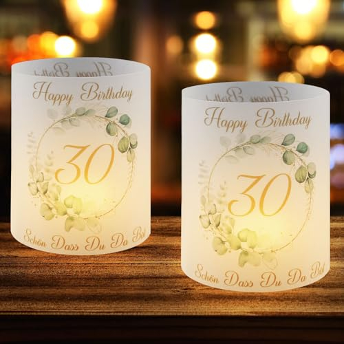 Aitsite 30 Geburtstag Windlicht Tischdeko 12Pcs, Deko 30 Geburtstag Tischdeko Mann Frau Schön DASS Du Da Bist, 30 Jahre Happy Birthday Tischdeko, für Teelichter oder Kerz