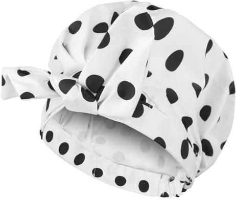 WY LIGHTING LEVEL Satin Bonnet Silk Bonnet Hair Bonnet, Reusable Waterproof Hair Cap for Shower, Adjustable Bowknot Hair Bath Cap, Stylish Shower Cap for Spa, Home Use, Hotel and Hair Salon