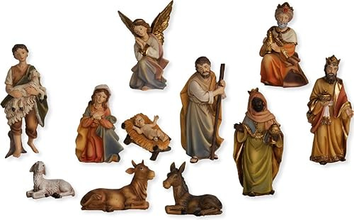 FADEDA 11x Markus-Krippenfiguren/Höhe:9 cm/handbemalt/detailgetreue Krippen Figuren - Weihnachten Tisch Dekoration Krippe Zubehör