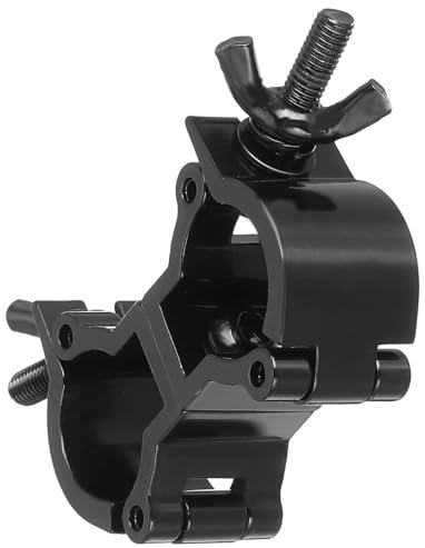 sourcing map Light Truss Clamps, Aluminum Alloy Stage Lighting Pipe O Clamp for 0.71-0.83inch OD Tube Max Load 15lb Double Buckle, Black 1Pcs