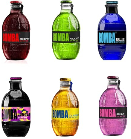 ArBo-Living Drinks – Bomba Energy Drink Mix Box 6er Pack je 250ml – Verschiedene Sorten: Mojito, Classic, Passionfruit, Pink Grapefruit, Cherry & Blue – Energy Vielfalt zum Probieren