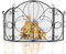 GIANTEX Pantalla de Chimenea Plegable con 3 Paneles, Cortachispas para Chimenea de Metal, Diseño Floral, 151 x 83 cm, sin Ensamblaje, Rejilla Protector de Chimenea para Niños y Mascotas