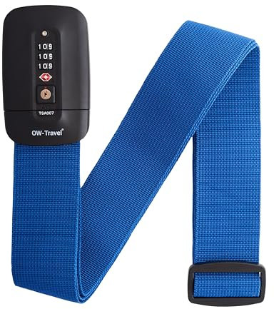 OW-Travel Kofferband Gurt mit TSA Schloss. Koffergurt mit adressschild (1 Stück Dunkelblau) Koffergurt Mit Zahlenschloss.Luggage Strap Koffer Gurtband.Koffer Gurt Koffer band.Koffergurt Bunt Auffällig