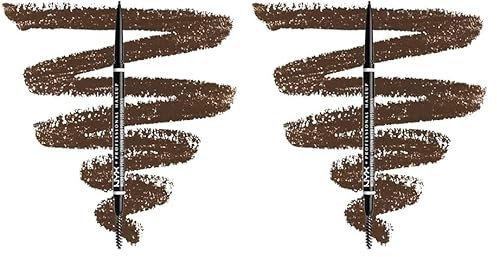 NYX Professional Makeup Augenbrauenstift, Micro Brow Pencil, Beidseitig mit ausdrehbarem Augenbrauenstift und Bürstchen, Vegane Formel, Farbton: Brunette (Packung mit 2)