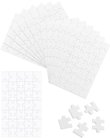 HSIXHAF Puzzle Selber Gestalten, Blanko Zum Bemalen Personalisiert, Leeres Weiß Für Kinder Zum Malen Von Motiven Und Spielen, Kindergeburtstag (10 Stück, 15×10 cm, 35 Teile)