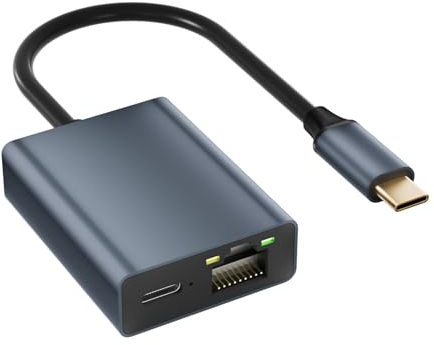 USB C auf Ethernet Adapter 1000Mbps, USB-C auf RJ45 LAN Ethernet Netzwerk Adapter mit 100W Ladeanschluss Typ-C 100/1000Mbps Netzwerk Adapter Ethernet Adapter für Fire TV Stick/Phone/MacBook Air/Pro