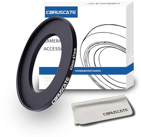 43mm auf 67mm Objektivadapter Ring,Step Up Ring Filter Adapter Kompatibel mit Allen 43mm Objektiven mit 67mm UV ND CPL Filter +1pcs Objektivreinigungstuch