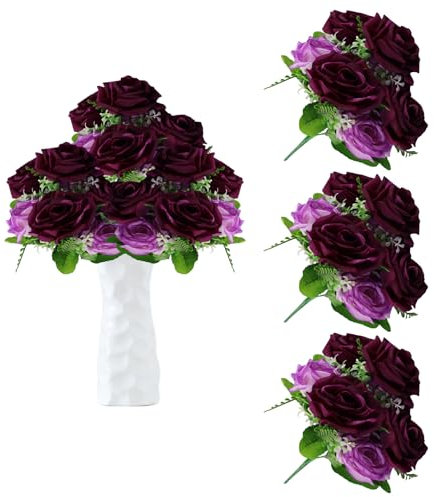 astylishome Plastik Blumen Dekoration Künstliche Einzigen Stiel Gefälschte Rose für Hochzeit Blumenstrauß Blumenarrangements Home Party Centerpiece Dekoration 0319