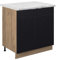 Vicco Spülenunterschrank Fame-Line, Schwarz gestreift, 80 cm mit Regal, AP Marmor