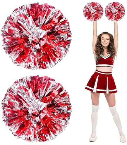 Auzlya 2 Stück Cheerleader Pompons,Pompons Cheerleading,Metallisch Cheerleading Pompons,Sport Squad Cheer Accessories,für Cheerleading, für Leistung, Gymnastik
