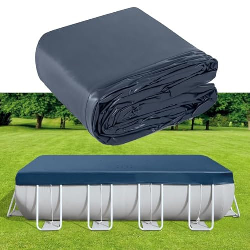 Schwimmbadabdeckung, robuste PVC-Poolabdeckung, 400 x 200 x 100 cm, Pool-Schutzhülle mit Ablauflöchern, Schwarz