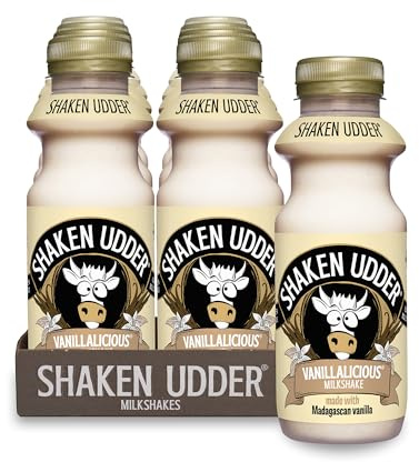 Shaken Udder Vanilla Milkshake,8 x 330ml,Made with Madagascan Vanilla,High in Calcium & Protein,Less Than 5% Added Sugar,Vegetarian & Gluten-Free