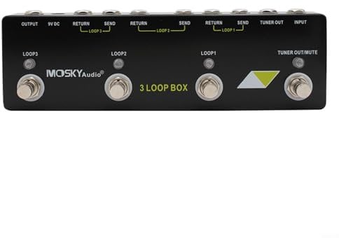 HEIBTENY Gitarren Effektpedal Looper mit Tuner Funktion True Bypass Unbegrenzte Aufnahmezeit Mehrfache Looping Möglichkeiten Für MOSKYaudio 3 Loop Box 230 x 70 x 36 mm