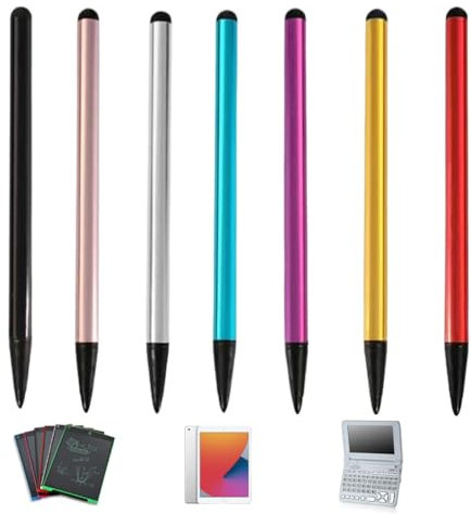 QEXUJOW Punteros para móviles,Lápiz capacitivo de doble cabezal para pantalla táctil, lápiz resistivo con cabezal de goma, compatible con ordenador, teléfono móvil y tableta (7 piezas)