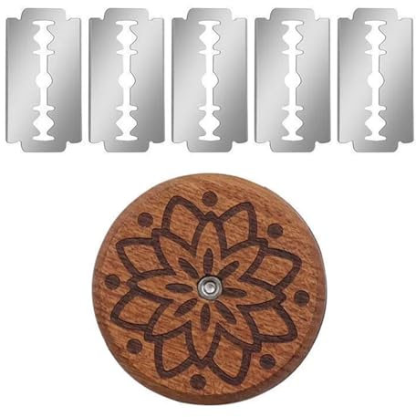 QGH Round Bread Lame with 5 Blades: Handmade Bread Scoring Tool - Ergonomic Walnut Handle & Safety Lock for Sourdough - Bread Scoring Knife for Artisan Bakers