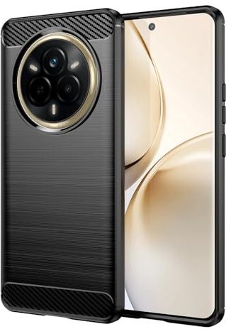 Wookfiss Funda para Realme 14 Pro Case, TPU Flexible Cover | Fibra de Carbono Flexible Carcasa, [Protección Militar] Anti-Raspaduras, Antideslizante Bumper Case, Negro