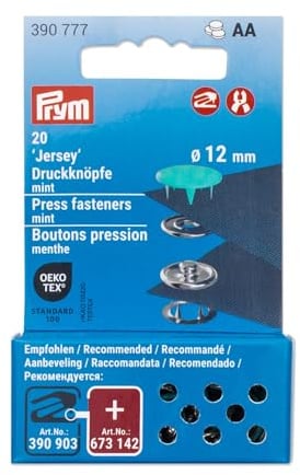 Prym 390777 Druckknöpfe Jersey, 12 mm, mint, kompatibel mit dem Vario Creative Tool