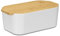 TIENDA EURASIA – Panera Tapa Bambú | Material Plástico (PP) + Bambú | Color Blanco y Marrón | Medidas 33x18.5x12 cm | Paneras para guardar el Pan | Capacidad 4.5L