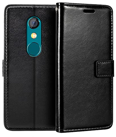 Shantime Lederhülle Kompatibel mit Unihertz Jelly 2E, Business Design Magnetische Klapphülle, 3 Kartenfächer, Foto und Geheimfach(Schwarz)