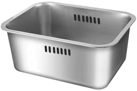 Koolenry Large Stainless Steel Dishpan Portable Washing-Up Bowl, Multipurpose Kitchen Sink Dish Tub Vegetable Washing Basin