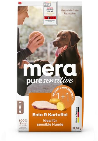 MERA Pure Sensitive Ente & Kartoffel 12,5kg Getreidefreies Hundefutter | Hochwertige Rezeptur mit Monoprotein – hohe Verträglichkeit, magenschonend, für alle Rassen & sensible Hunde geeignet
