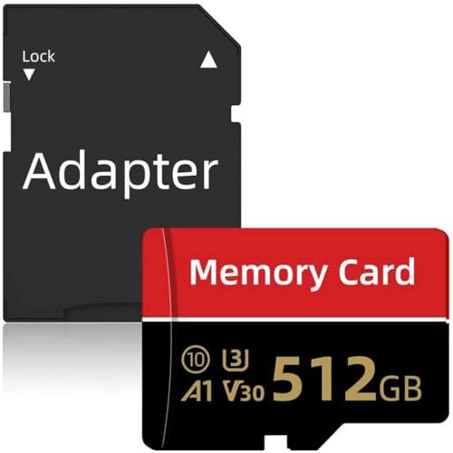 Speicherkarte 512GB mit Adapter Memory Karte, Große Kapazität Speicherkarten Mini TF Karte 512GB Datenspeicherung für Smartphone, Drohne, Tablet (Schwarzrot)