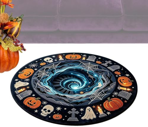 Optisk illusionsmatta visuell håldesign halkfri dekorativ | Halloween golvmatta för vardagsrum, hem, sovrum, badrum, badkar, entré och helgdagar