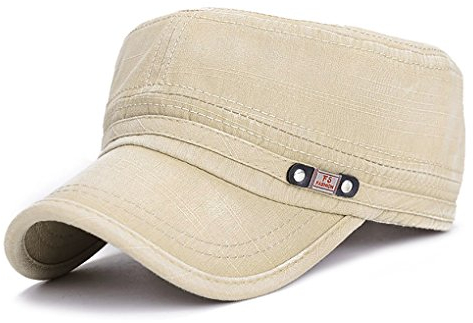 Glamorstar Unisex Cadet Army Cap Washed Cotton Twill Military Corps Hat Flat Top Cap, beige, Einheitsgröße