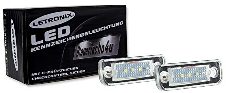 LETRONIX SMD LED Kennzeichenbeleuchtung Module geeignet für E-Klasse W211 Limousine/E-Klasse W211 Kombi/C-Klasse W203 Kombi/CLS C219 Limousine/SLK-Klasse R171 Roadster 2 mit E-Prüfzeichen