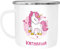 SpecialMe® Emaille-Tasse mit Namen Einhorn Emaille-Becher personalisierte Geschenke Frauen Mädchen Namensbecher weiß-metall Emailletasse