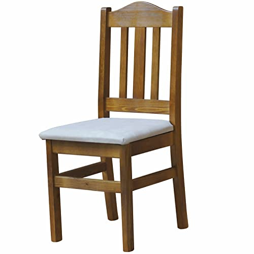 k koma Restaurantstuhl Stuhl Polsterstuhl Eiche MASSIV Kiefer Holz -NEU (ÖKOLEDER BEIGE)
