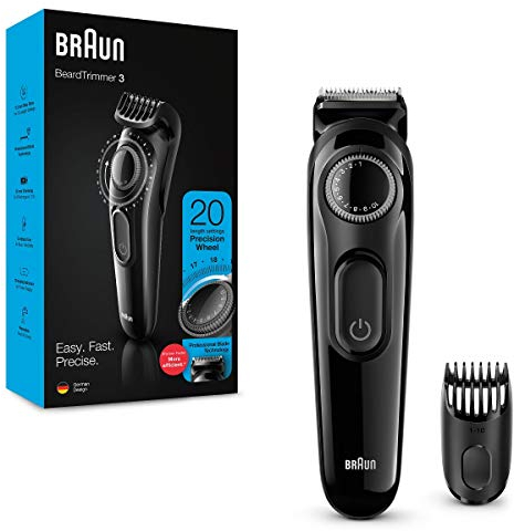 Braun Recortadora De Barba BT3222 Recortadora De Barba Y Cortapelos Para Hombre, 20 Ajustes De Longitud, Negro